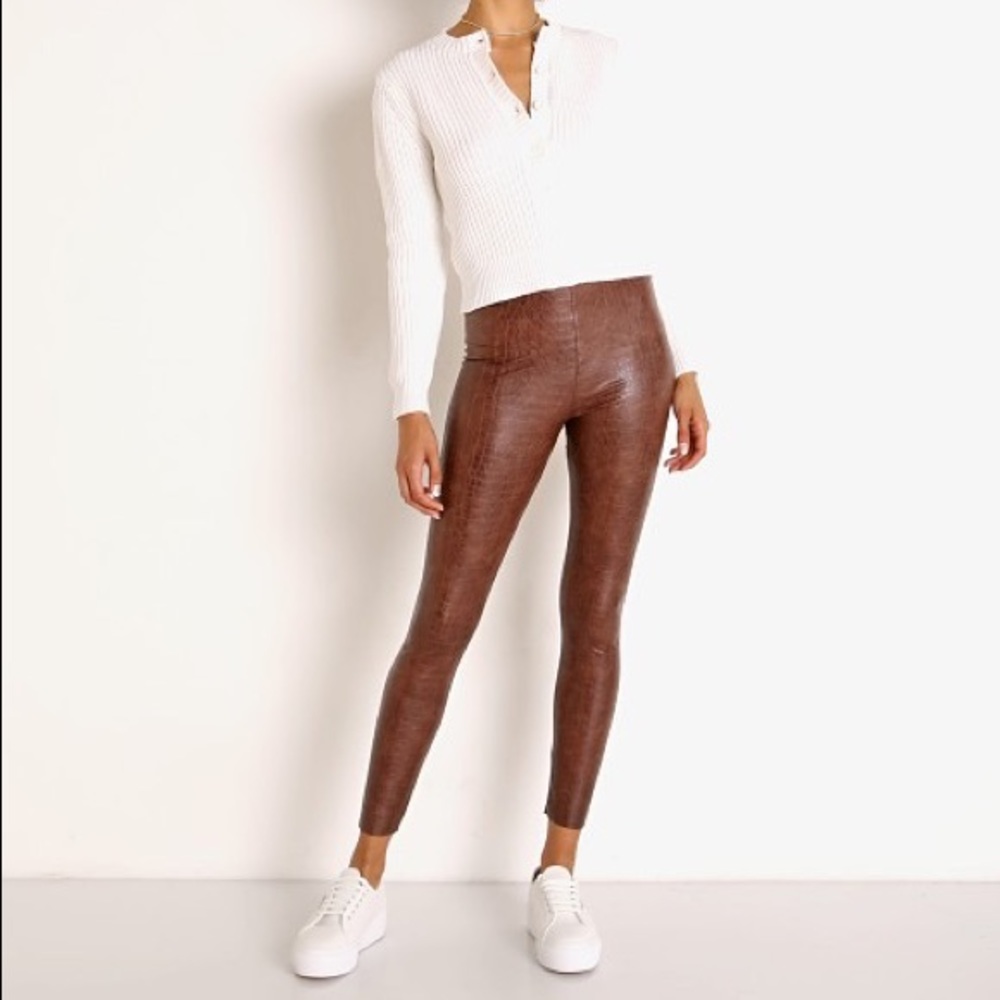 Commando Faux-Leather High-Waist Croc Leggings